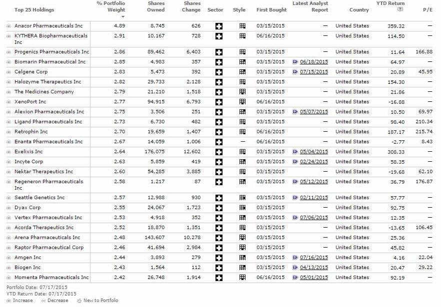 Figure 1 – Morningstar top 25 holdings within BBP