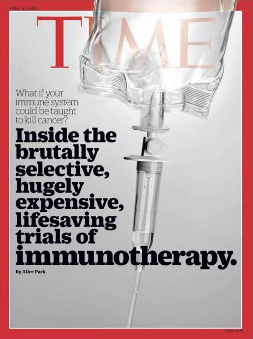 TIME magazine cover showcasing immunotherapy and its potential in treating disease